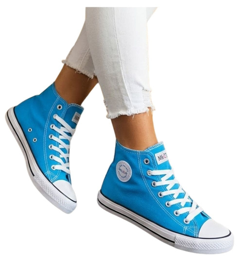 Wysokie niebieskie trampki damskie /F2-1 11089 T100/