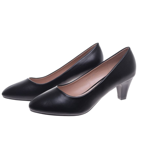 Klasyczne czarne czółenka na obcasie /F10-2 18630 T352/