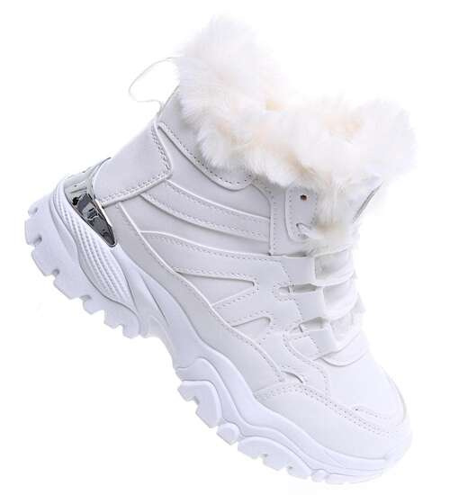 Zimowe ocieplane białe sneakersy dziewczęce /C6-2 15485 T481/ Zimowe ocieplane białe sneakersy dziewczęce /C6-2 15485 T481/