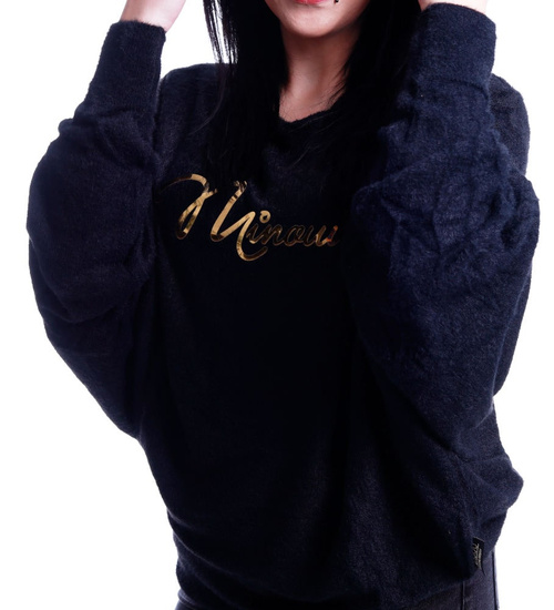 Czarna luźna bluzka nietoperz Minouu /H UB624 L732/