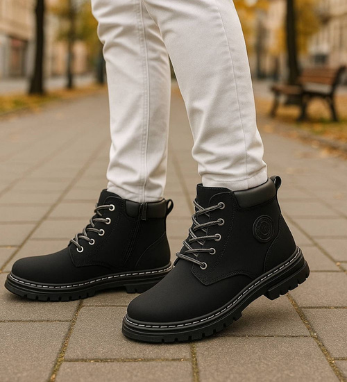 Czarne chłopięce buty trapery /C1-1 18448 T432/