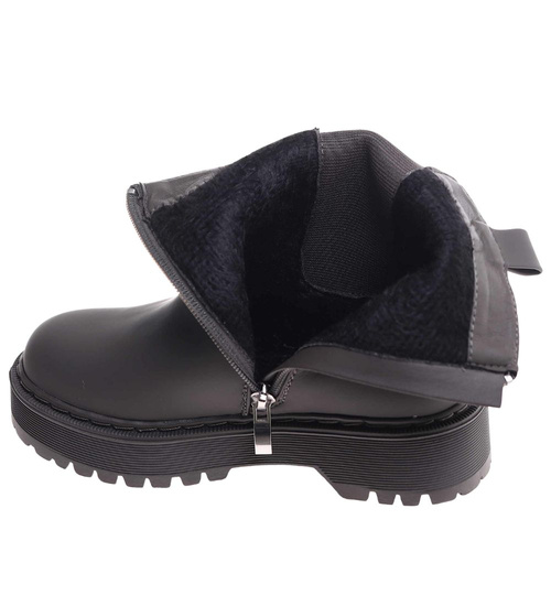 Oliwkowe matowe dziewczęce botki ocieplane /G13-2 18375 T188/