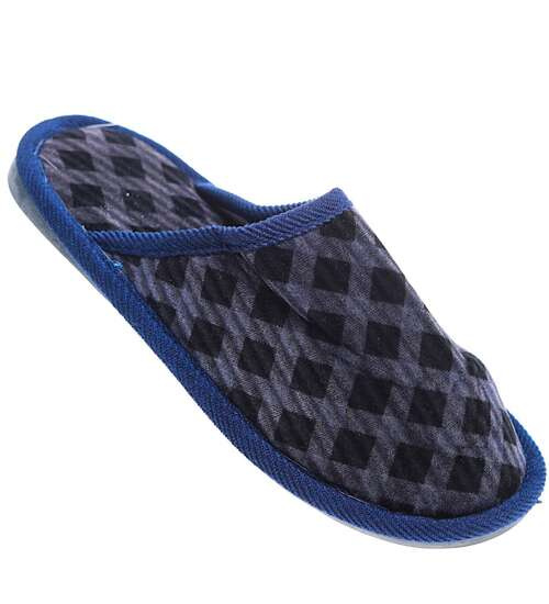 Granatowe kapcie chłopięce z miękkiego materiału /G9-1 16185 T00-3/