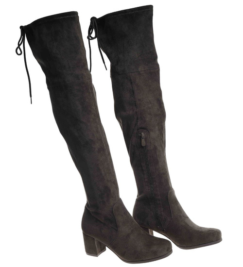 Oliwkowe wysokie kozaki muszkieterki /G1-2 18447 T387/