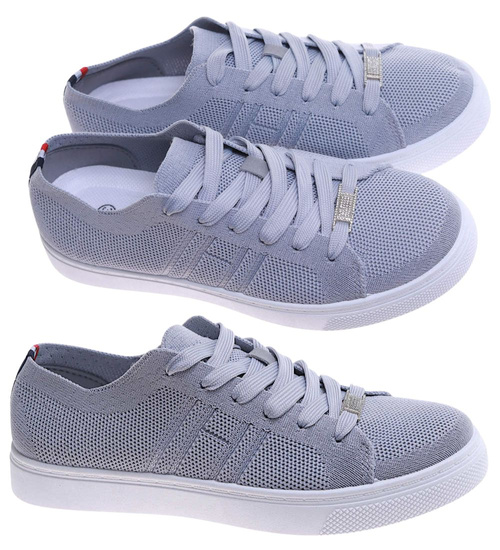 Szare wiązane trampki damskie /E3-2 17552 T265/