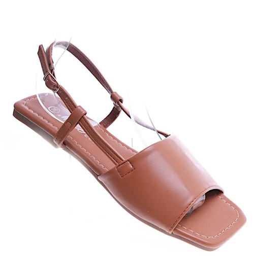 Camelowe sandały na płaskim obcasie /F10-2 13696 T176/