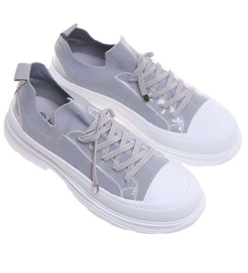 Szare trampki na platformie wsuwane /E10-3 18723 T7/