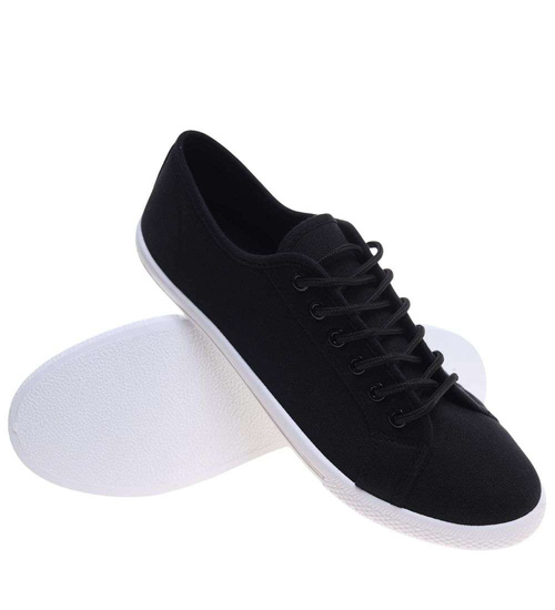 Sznurowane czarne trampki męskie z tkaniny /C1-2 18732 T280/