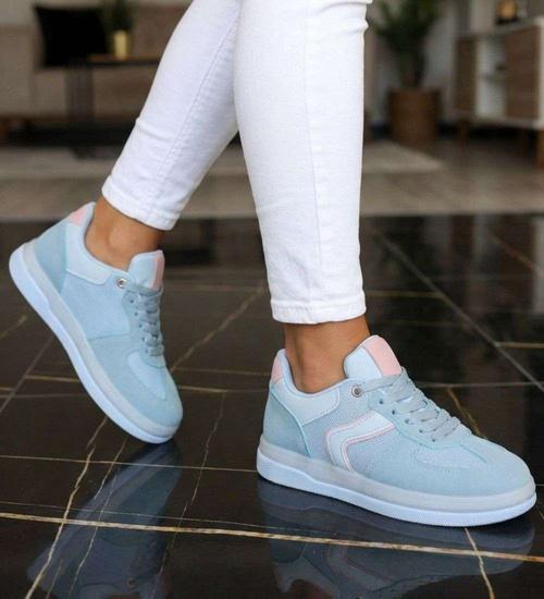 Wiązane snekaersy damskie niebieskie pastelowe /F10-1 18826 G455/