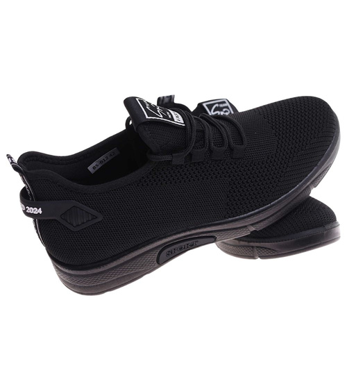 Wsuwane ażurowe czarne męskie buty sportowe /G9-1 17998 GF285 +H2/