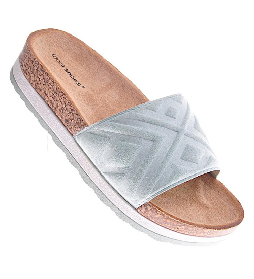 Miętowe klapki damskie na koturnie i platformie /G13-2 11450 W392/