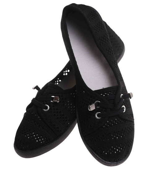 Tenisówki damskie czarne ażurowe /B3-2 17887 T199/