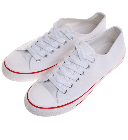Klasyczne białe trampki sznurowane /G1-3 17978 T154/