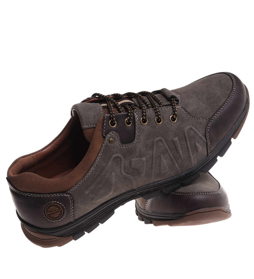 Sznurowane obuwie trekkingowe Khaki /C6-2 18035 T386/