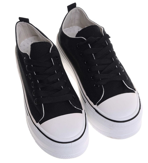 Materiałowe trampki na platformie sznurowane /J5-1 18492 W6/