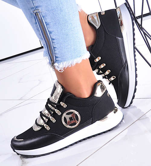 Modne damskie buty sportowe Czarne /C1-2 12349 T697/