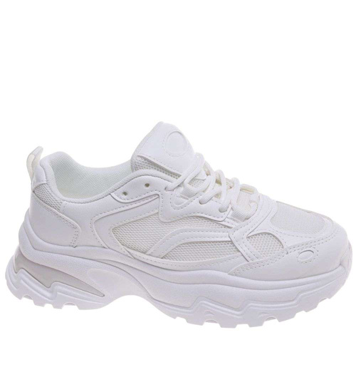 Damskie buty sportowe białe na platformie /G8-2 18658 S242/