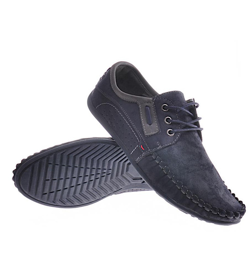 Męskie półbuty jak mokasyny Granatowe /A6-3 12322 S356/