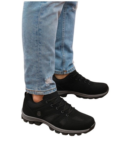 Męskie buty trekkingowe Duże rozmiary Czarne /B5-1 18106 T436/