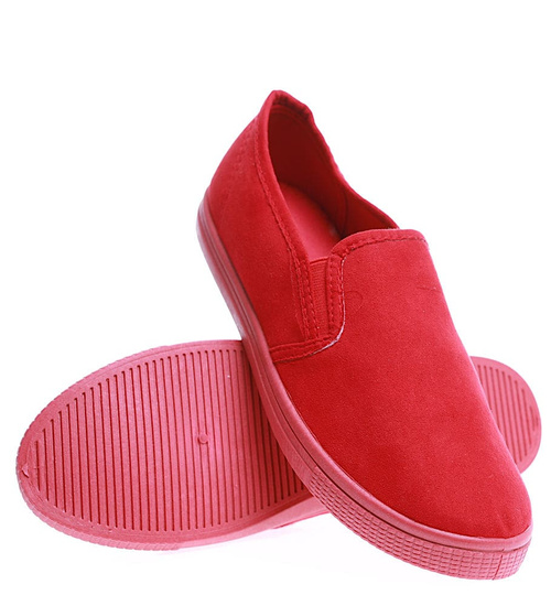 Wsuwane czerwone tenisówki z tkaniny /F3-3 15663 T170/