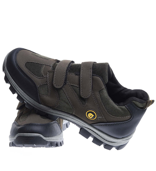 Męskie buty trekkingowe na rzepy Oliwkowe /F2-1 12594 S491/