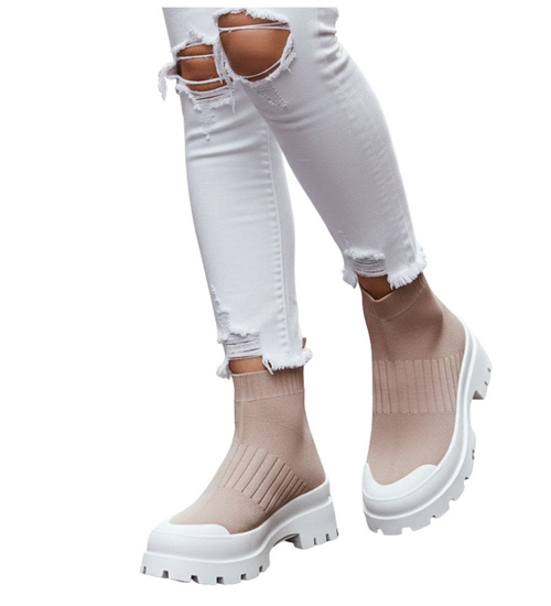 Wiosenne damskie trampki na platformie Khaki /A2-3 15704 T113-5/