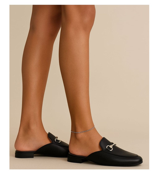 Letnie czarne klapki płaskie /B5-2 14173 T138/