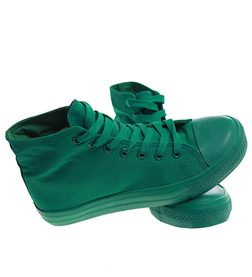 Klasyczne zielone trampki damskie z wysoką cholewką /H2 16723 G9-84/