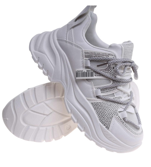 Białe damskie buty sportowe na platformie /F7-3 18192 T203/