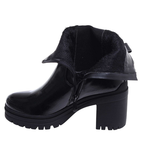 Czarne botki na grubym obcasie i platformie /C5-3 18312 T432/