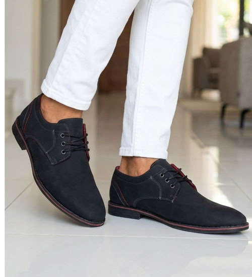 Półbuty czarne sznurowane pantofle /B5-2 18832 T330/