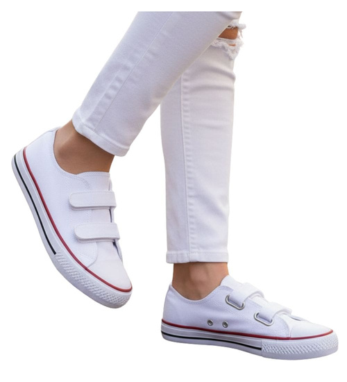 Białe tenisówki dla dziewczynki na rzepy /E7-2  18636 T286/