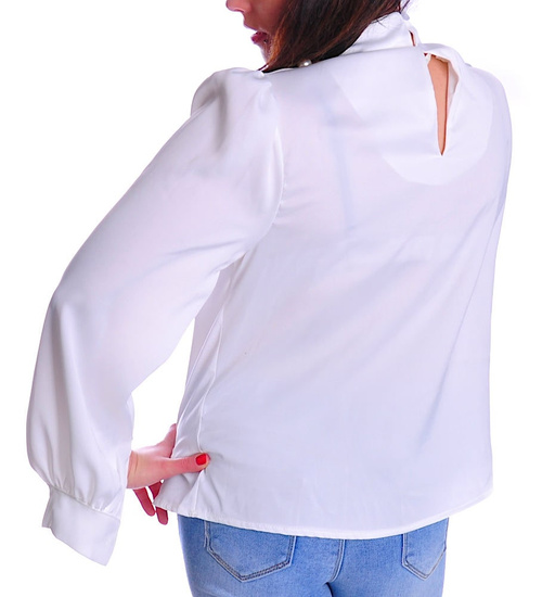 Biała bluzka damska z perełkami /H UB319 T577/