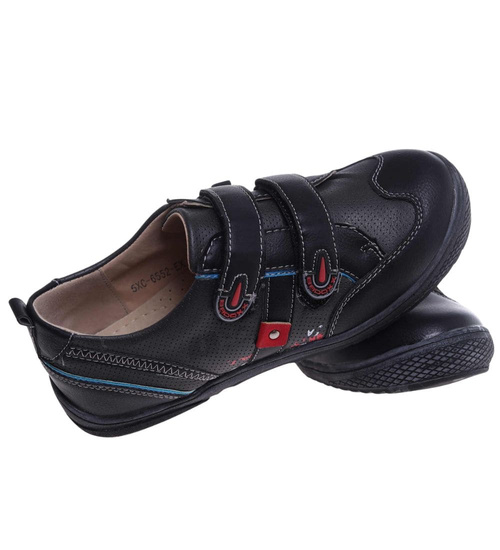 Chłopięce półbuty na rzepy Czarne /G7-2 18127 T282/