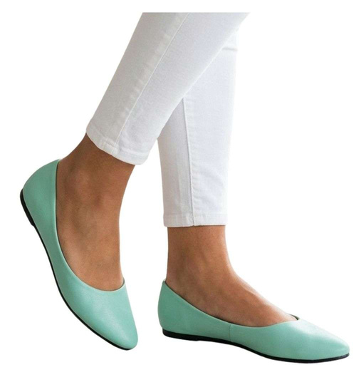 Pastelowe seledynowe balerinki damskie /F10-2 18735 T087/