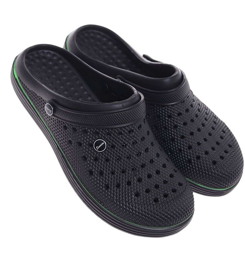 Kryte czarne klapki męskie z paskiem /H2 18647 T135/