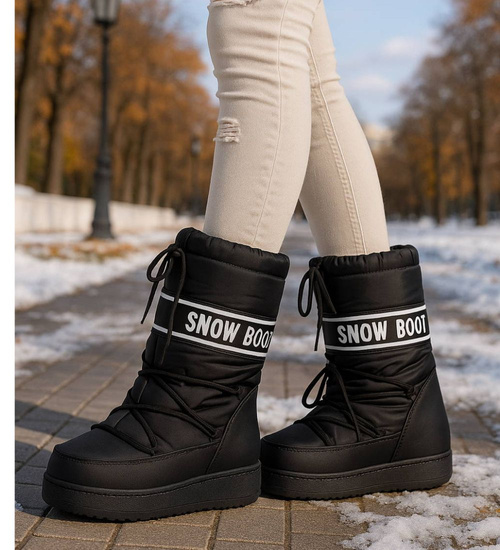 Czarne wysokie kozaki śniegowce damskie /A9-1 18462 T235/