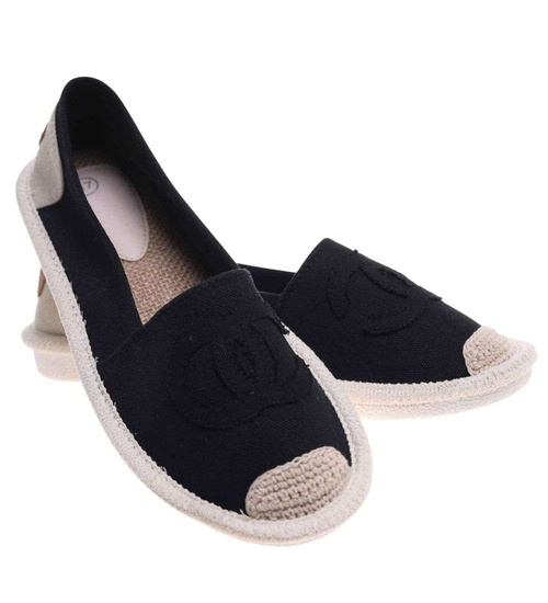 Wsuwane baleriny czarne espadryle /A10-1 18726 T188/