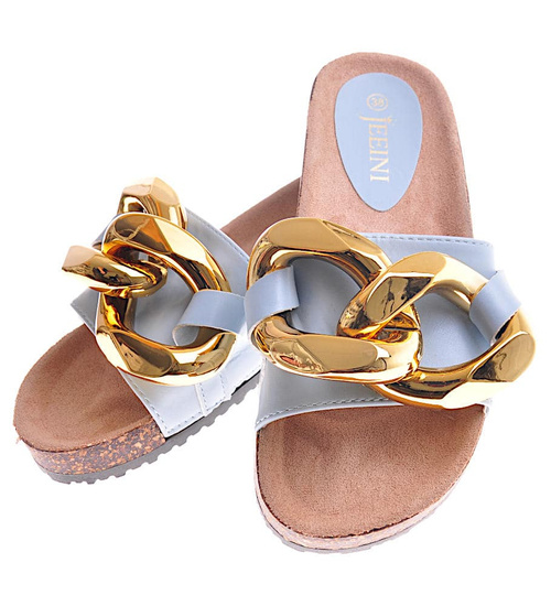 Niebieskie damskie klapki  /G12-2 12068 T296/