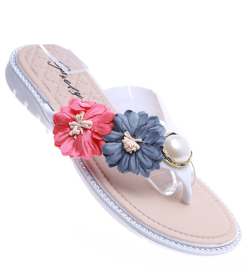 Plażowe białe klapki japonki /G11-1 14439 T097/