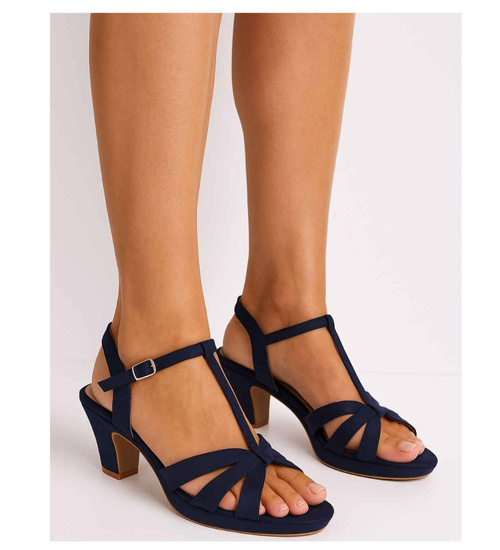 Sandały damskie na platformie Granatowe /H2 D8-2 17844 G185/