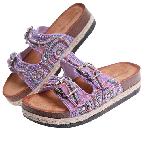 Fioletowe klapki damskie na niskiej platformie /G13-2 17687 G289/