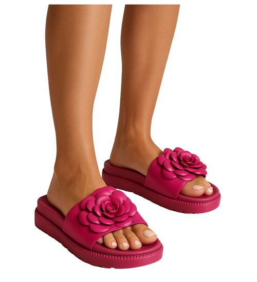 Plażowe różowe klapki damskie /D2-1 17865 S098/