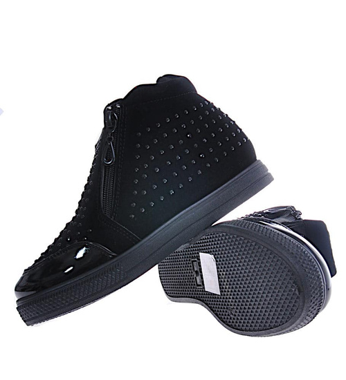 Czarne dziewczęce sneakersy z cekinami /B5-3 10966 T189/