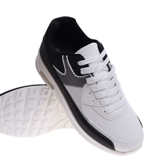 Czarno białe męskie buty sportowe /E8-1 16955 T482/
