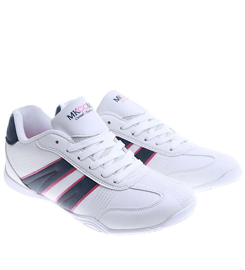 Białe sznurowane damskie buty sportowe /D4-3 14002 S242/