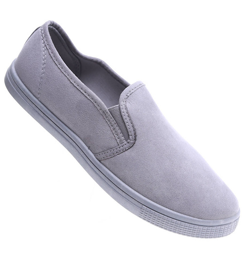 Wsuwane szare tenisówki z tkaniny /G3-2 15672 T1/