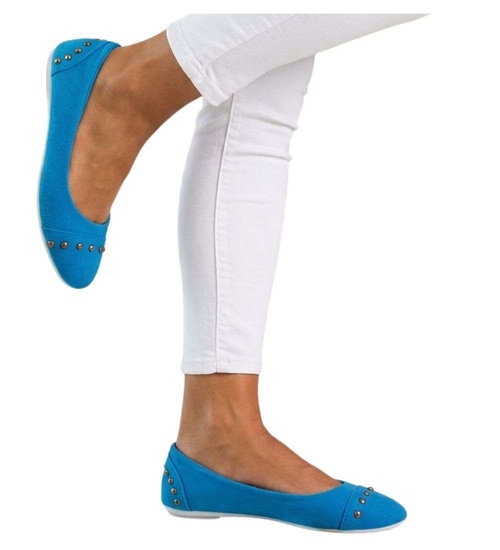 Materiałowe niebieskie baleriny jak tenisówki /D7-1  14388 T046/