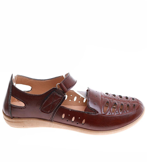 Ażurowe brązowe letnie półbuty /B3-2 16322 T036/