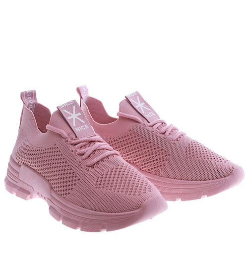 Wsuwane damskie buty sportowe Różowe /A9-3 13100 S396/